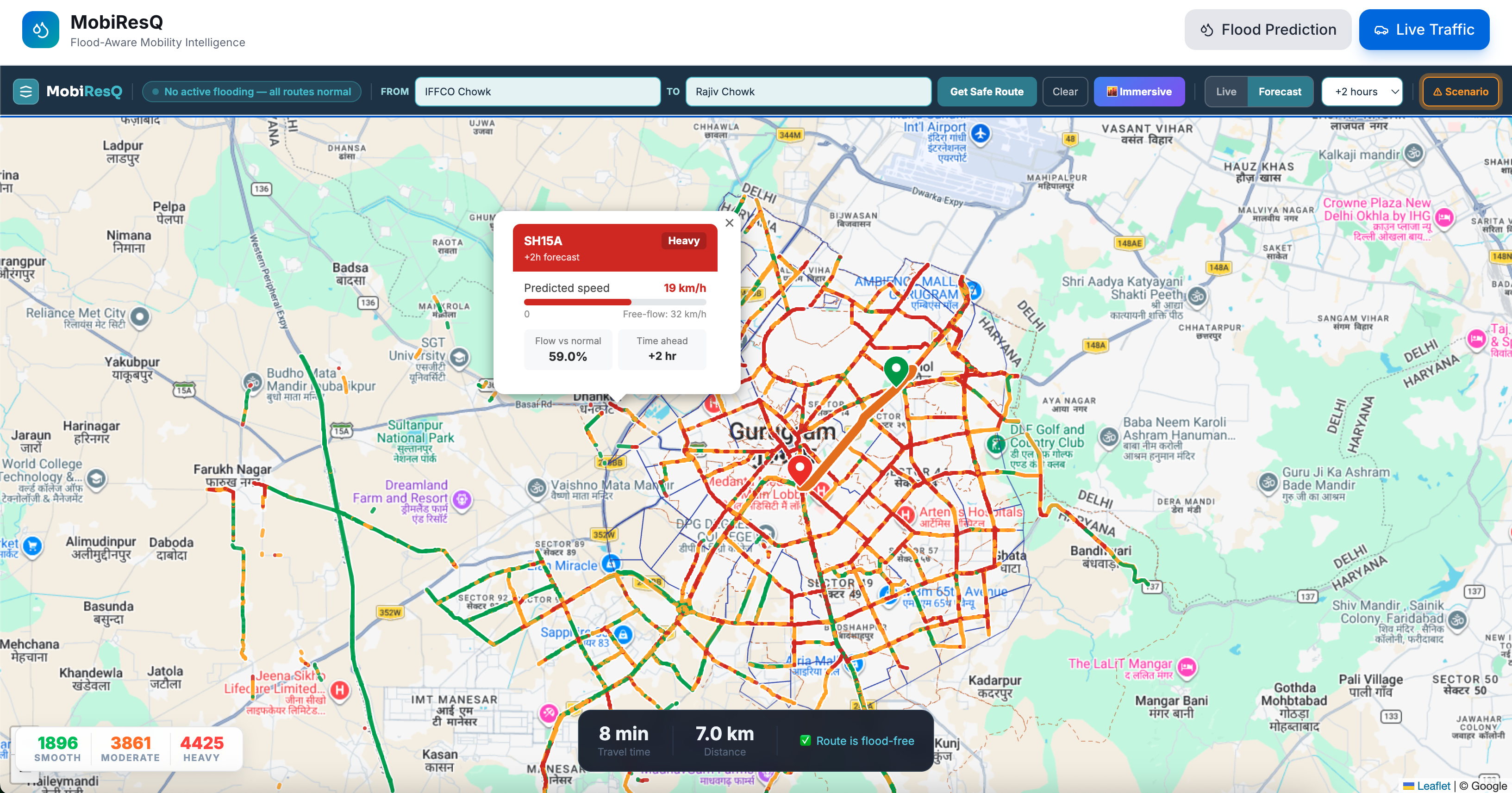 MobiReSQ flood-aware mobility intelligence and rerouting interface